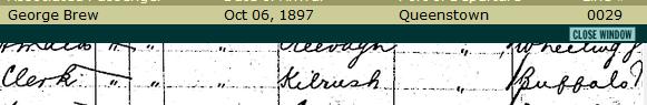 George age 20, son of Patrick and Mary of Buffalo, incoming when only his younger brother Mat was in NY