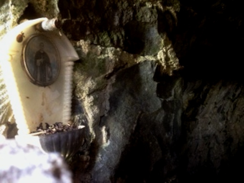 Another look at the Holy Water Font ....<br />I can't identify the saint ... can you?