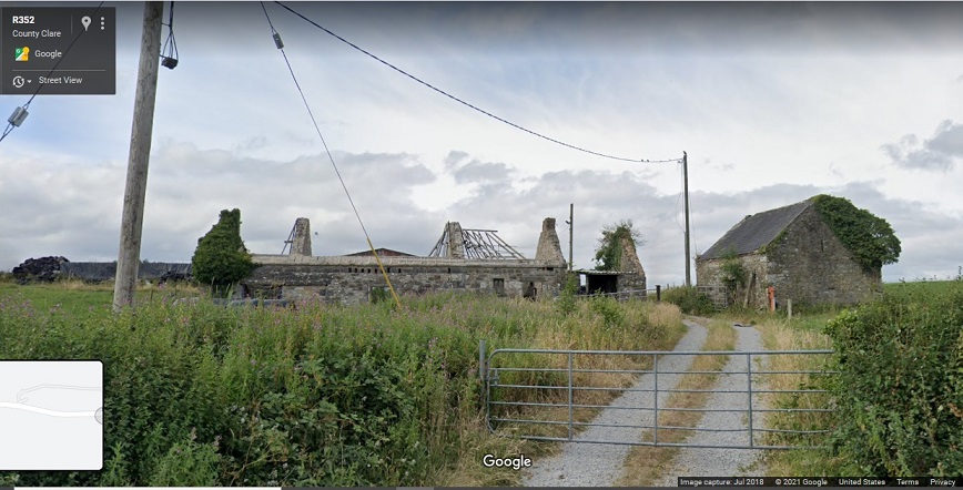 Possibly, the 5 Window House of John O'Callaghan in 1901 at Ballinahinch, GV Plot 5.jpg