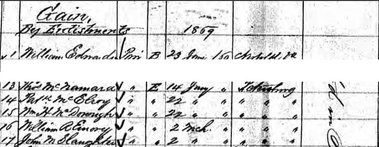 21st Infantry Return for March 1869; Comp E at Petersburg, Virginia (pg 163 of 277).jpg