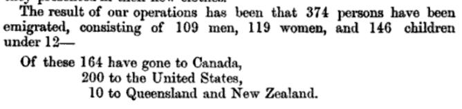 Total number of emigrants sent out under Arrears Act of 1882 as reported in Vol. 38, Parl. Papers