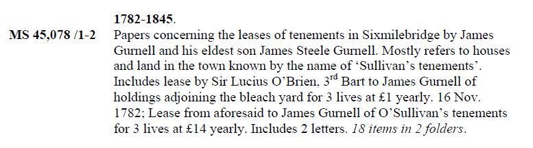 Gurnell, Sixmilebridge lease.jpg