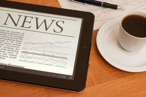 Tablet PC shows latest news on screen