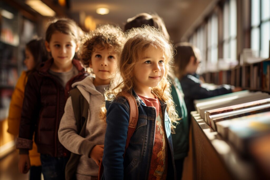Children visiting the library