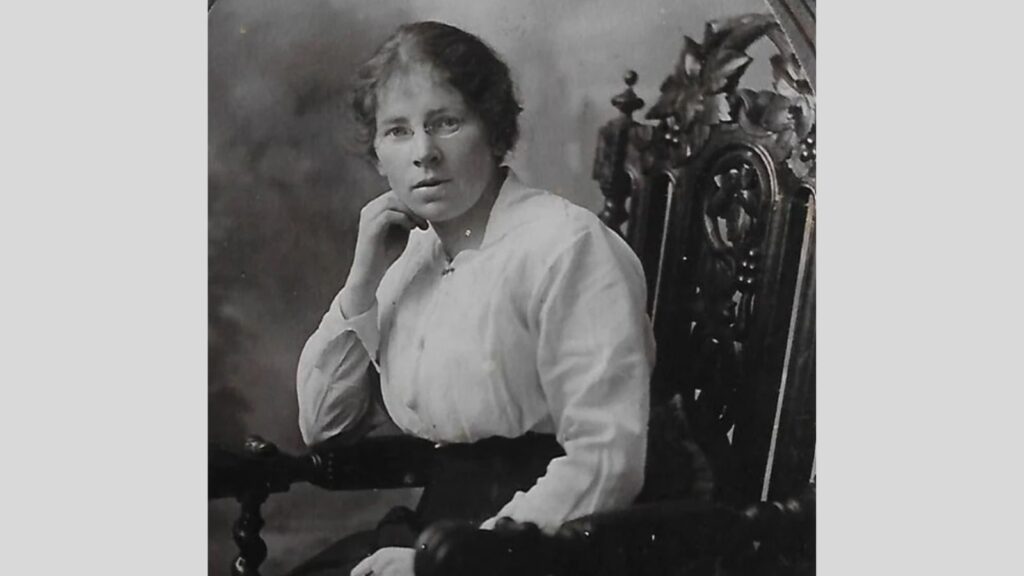 A black and white photograph of Nan Hogan, the 100th anniversary of her death is on the 29th June 2024.