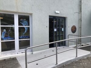 Ramp and automatic doors in Killaloe Library